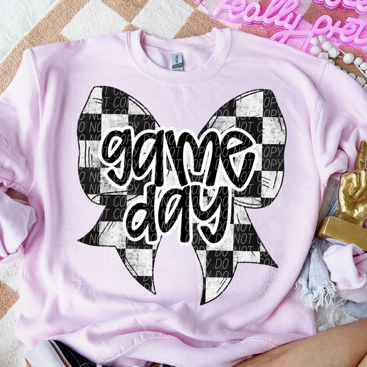 Game Day Checkered Bow DTF Transfer