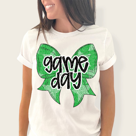 Game Day Green Bow DTF Transfer