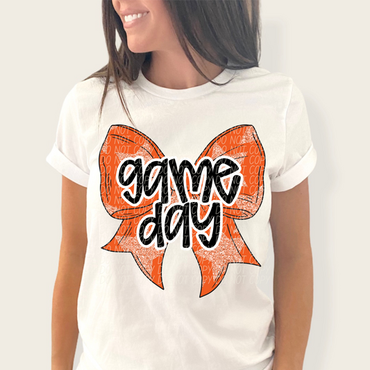 Game Day Orange Bow DTF Transfer