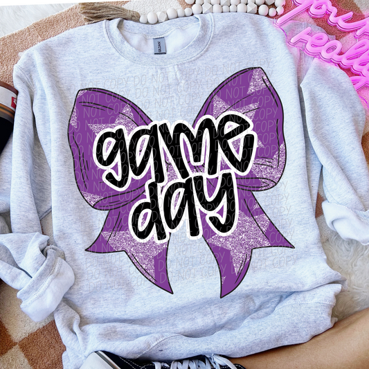Game Day Purple Bow DTF Transfer
