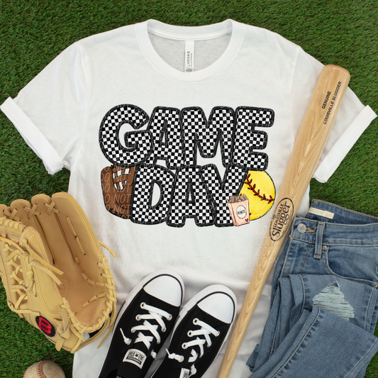 Game Day Checker Softball DTF Transfer