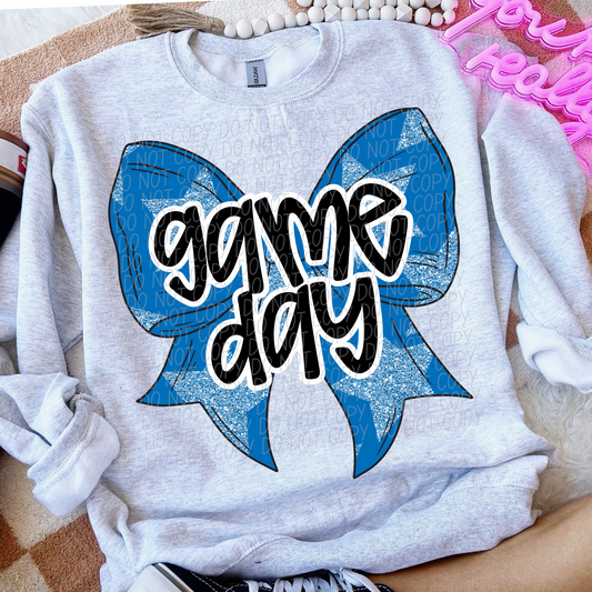 Game Day Dark Blue Bow DTF Transfer