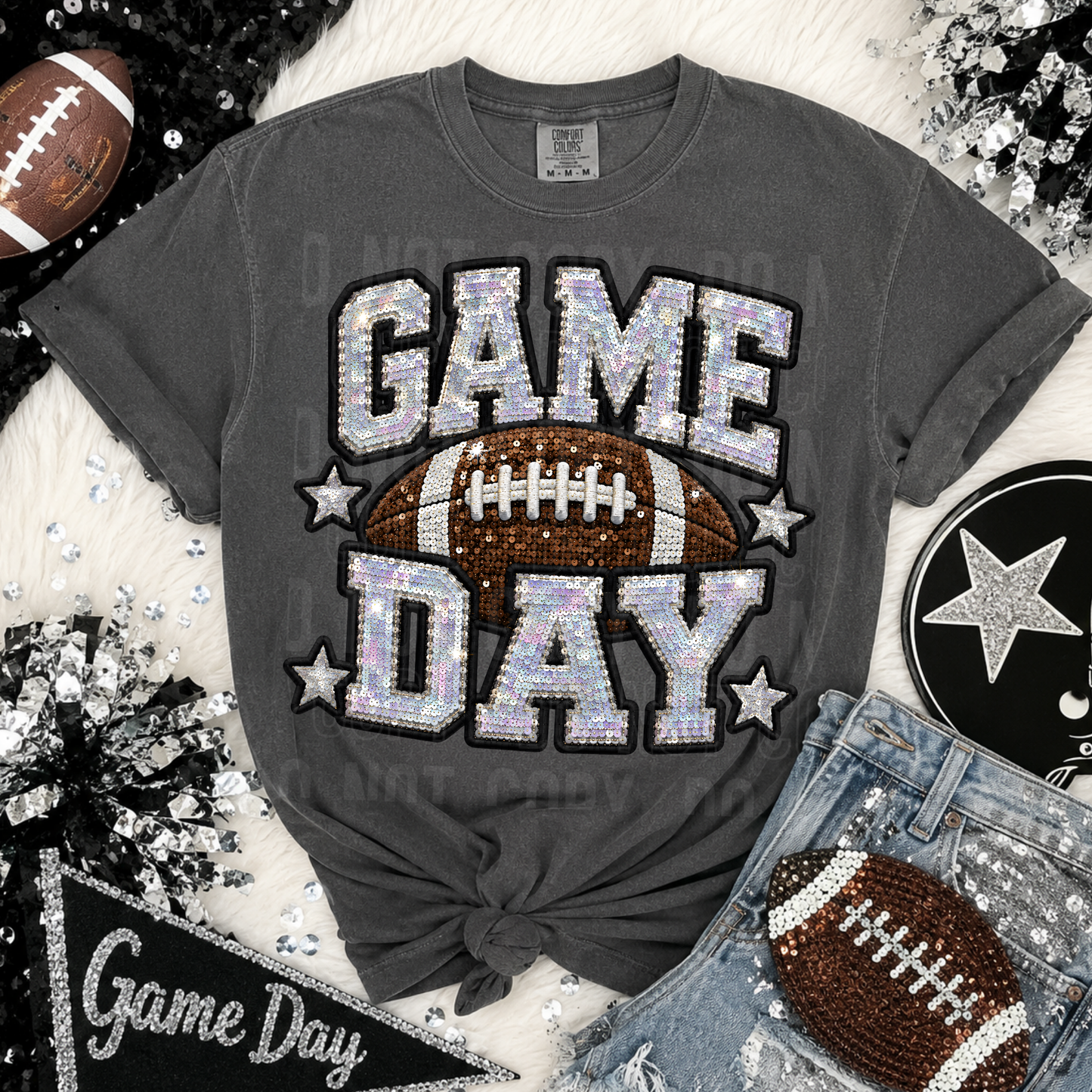 Game Day Football Faux Sequin DTF Transfer