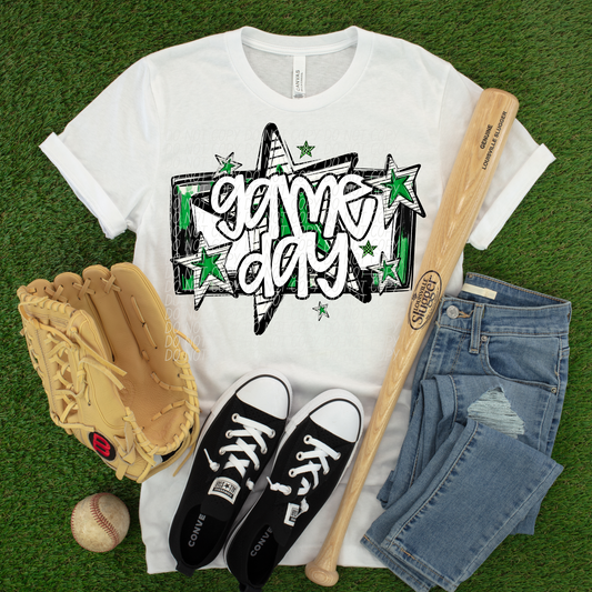 Game Day Stars White Green DTF Transfer