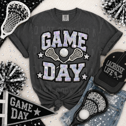 Game Day Lacrosse Faux Sequin DTF Transfer