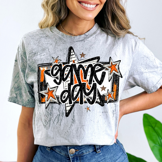Game Day Stars Black Orange DTF Transfer
