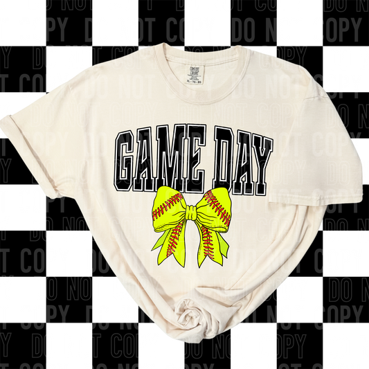 Game Day Softball Bow DTF Transfer