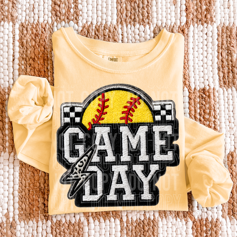 Game Day Softball Faux Embroidery DTF Transfer