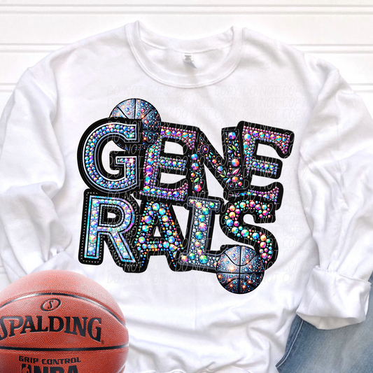 Generals Rhinestone Basketball Mascot DTF Transfer