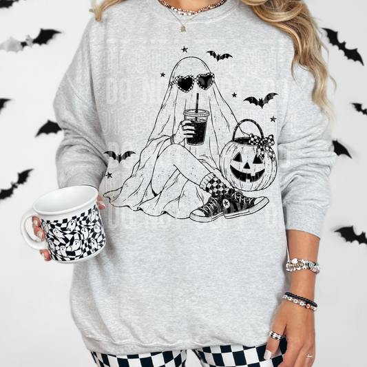 Ghost Halloween Coffee DTF Transfer