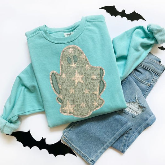 Ghost Starry Stitch Faux DTF Transfer