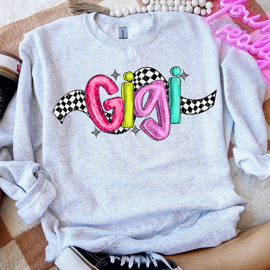 Gigi Bright Checker DTF Transfer
