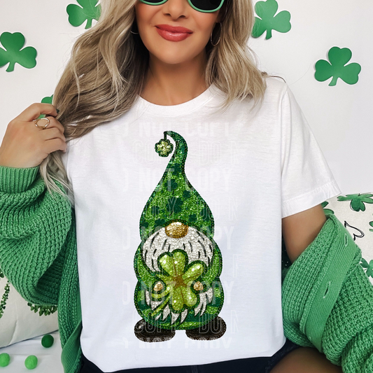 St. Patrick's Day Gnome Sequin Faux DTF Transfer