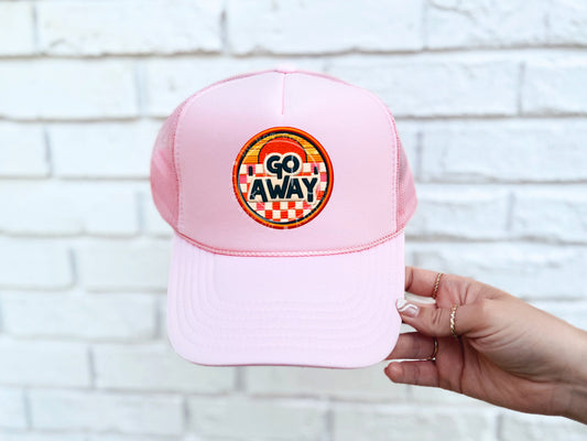 Go Away Checkered Hat Patch DTF Transfer