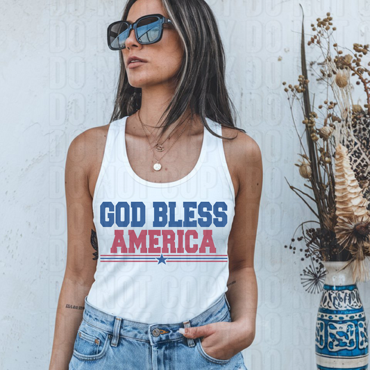God Bless America Stars And Stripes DTF Transfer