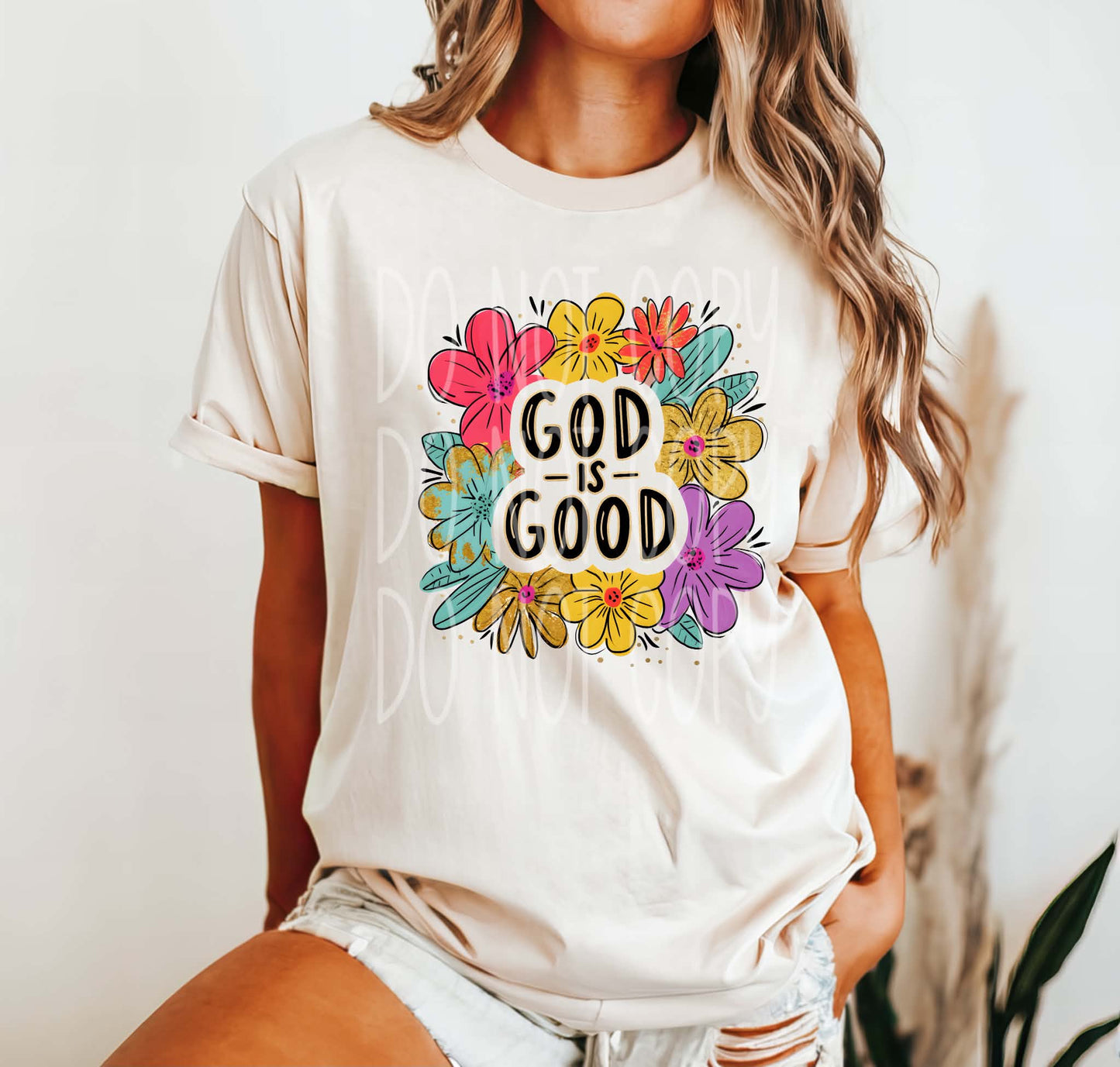 God Is Good Floral DTF Transfer