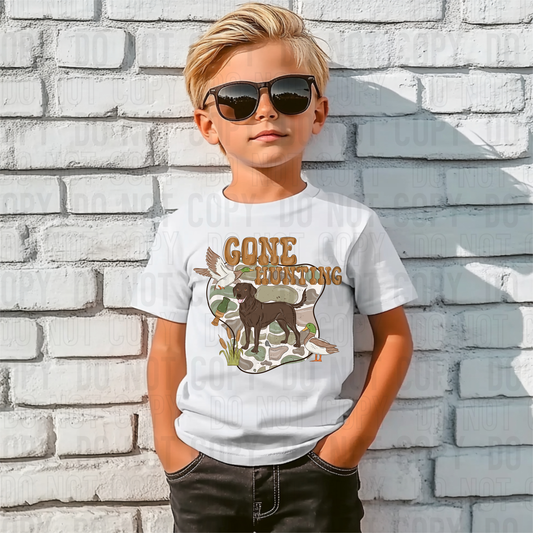 Gone Hunting With Chocolate Lab DTF Transfer