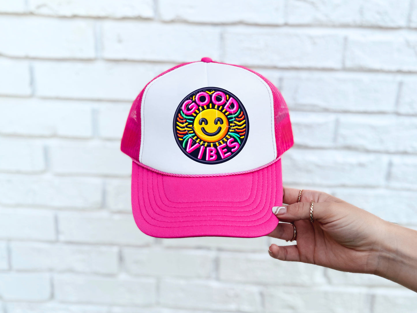 Good Vibes Sunshine Hat Patch DTF Transfer