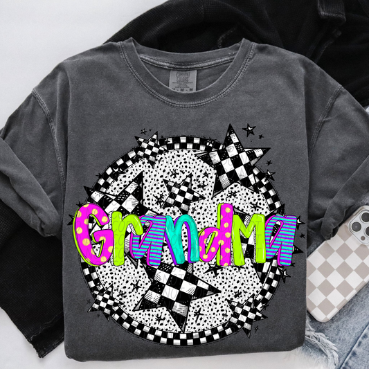 Grandma Neon Checker DTF Transfer