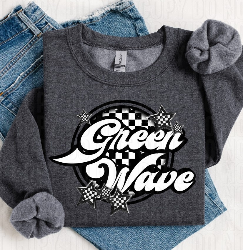 Green Wave Checker Mascot DTF Transfer