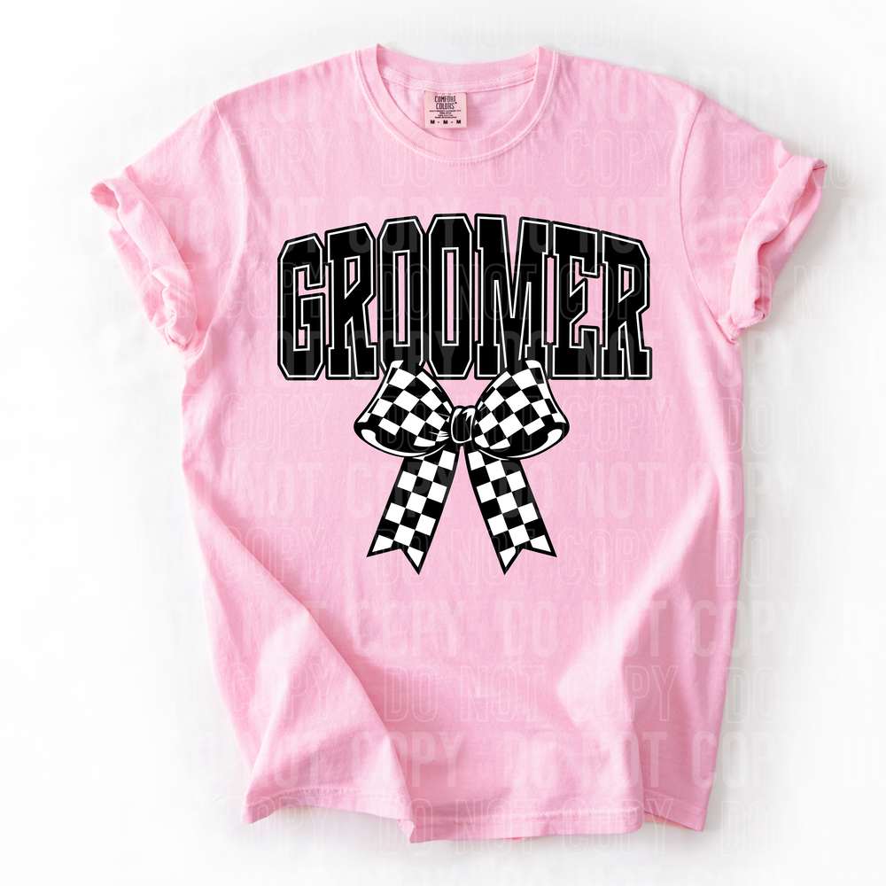 Groomer Checkered Bow DTF Transfer