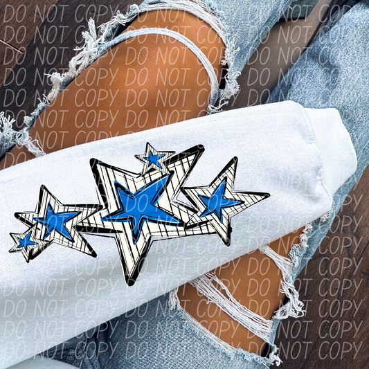 Game Day Star Sleeves - Blue DTF Transfer
