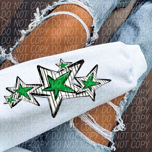 Game Day Star Sleeves - Green DTF Transfer