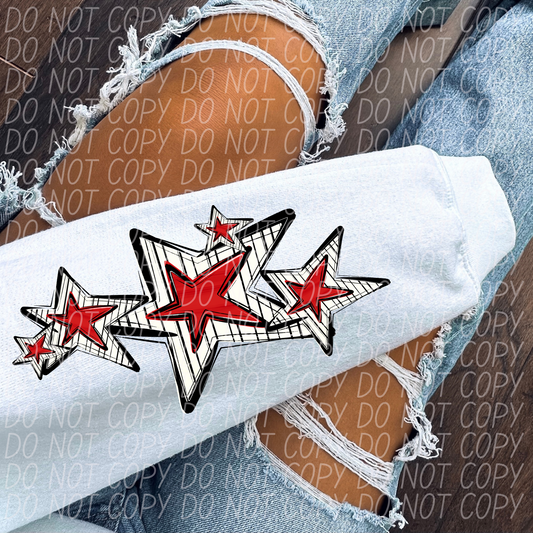Game Day Star Sleeves - Red DTF Transfer