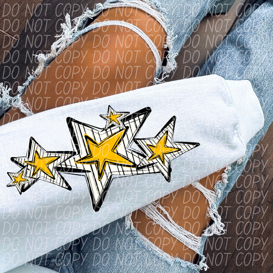 Game Day Star Sleeves - Yellow DTF Transfer