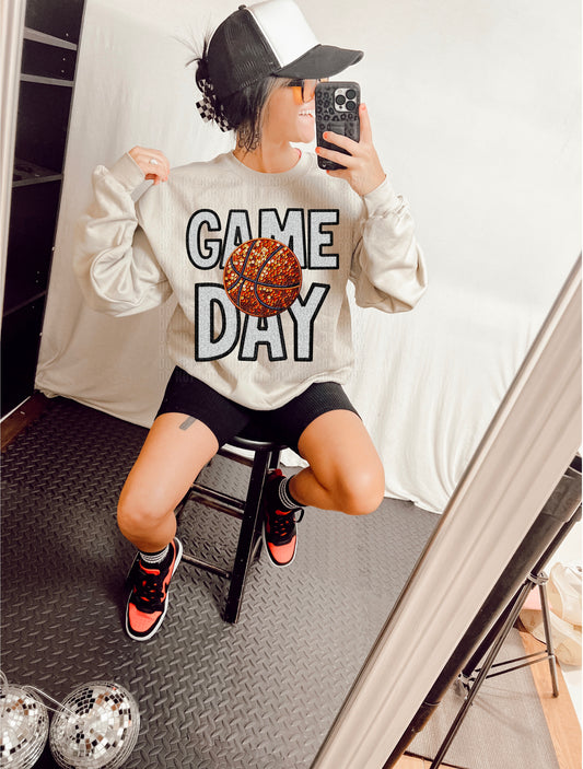 Game Day Basketball Sequined DTF Transfer