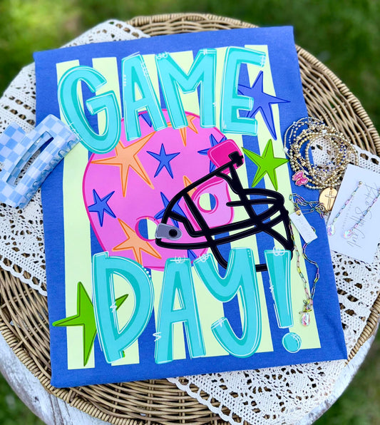 Game Day Football Colorful Stripes DTF Transfer