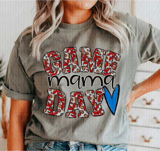 Game Day Mama Blue Heart DTF Transfer