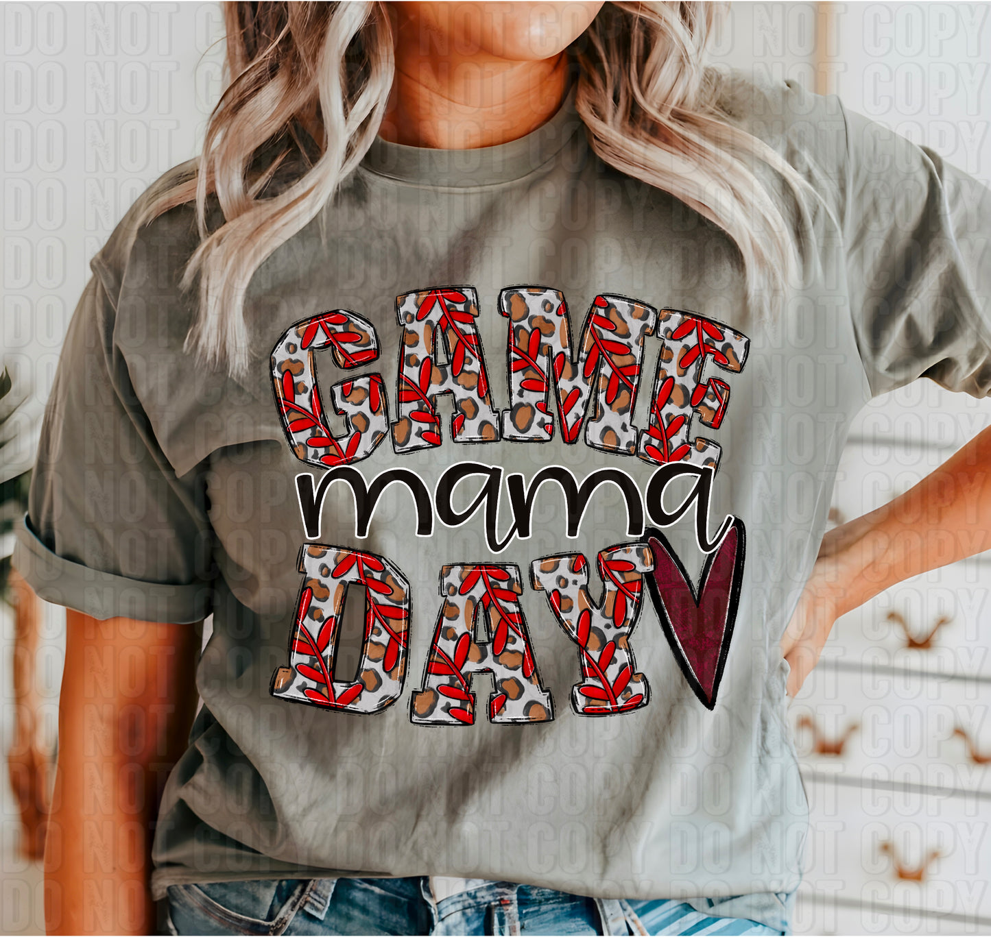 Game Day Mama Maroon Heart DTF Transfer