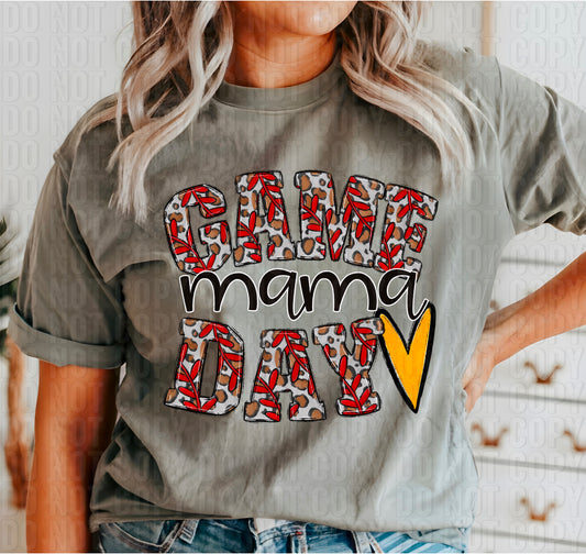 Game Day Mama Yellow Heart DTF Transfer