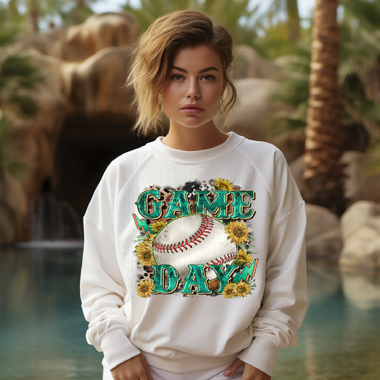 Game Day Turquoise Baseball DTF Transfer