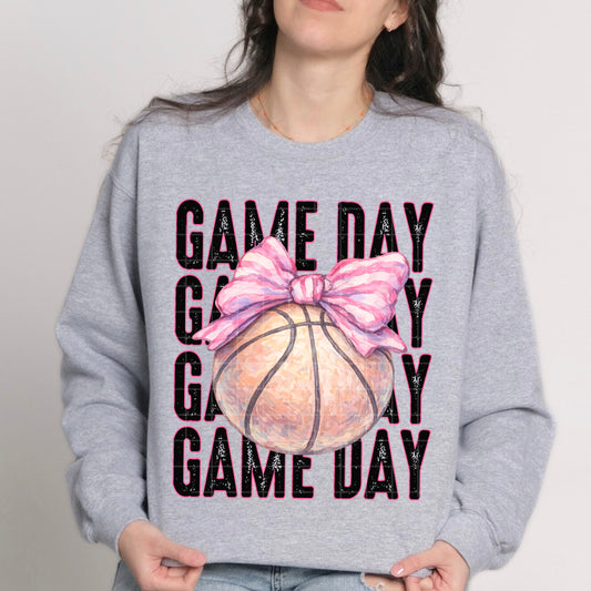 Game Day Basketball Pink Bow DTF Transfer