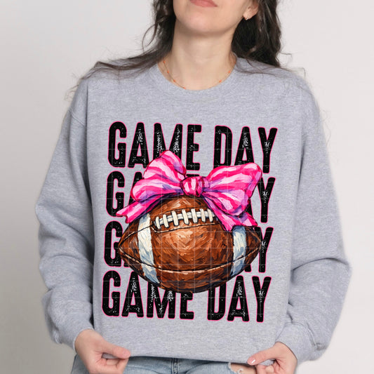 Game Day Football Pink Bow DTF Transfer