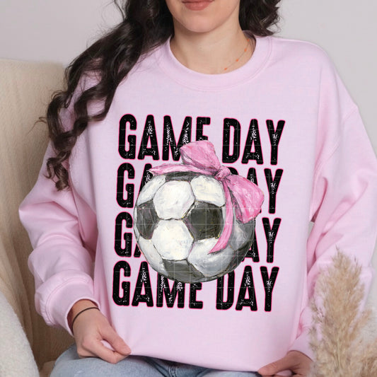 Game Day Soccer Pink Bow DTF Transfer