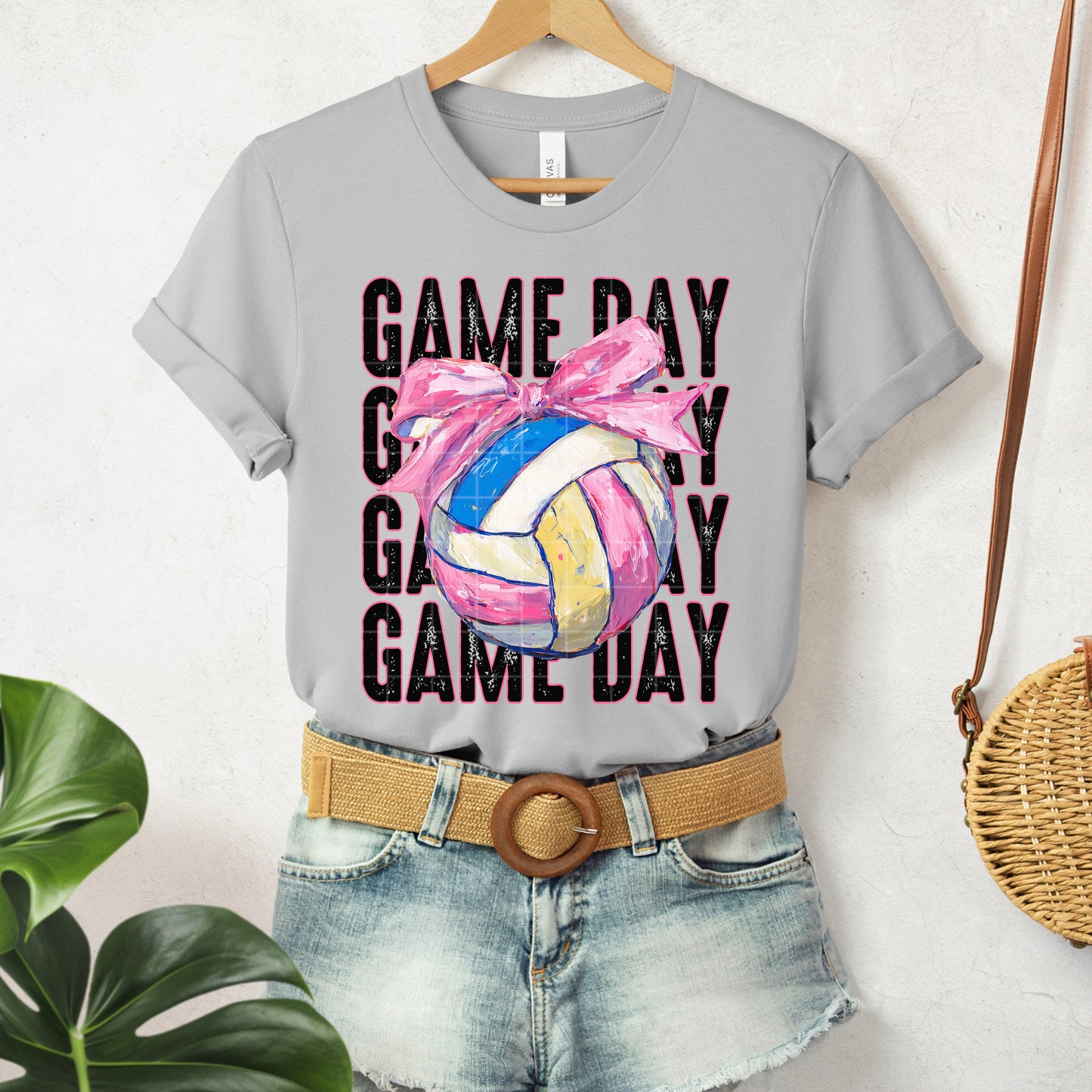 Game Day Volleyball Pink Bow DTF Transfer