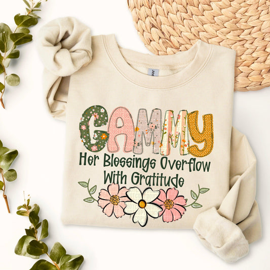Gammy Blessings Overflow DTF Transfer
