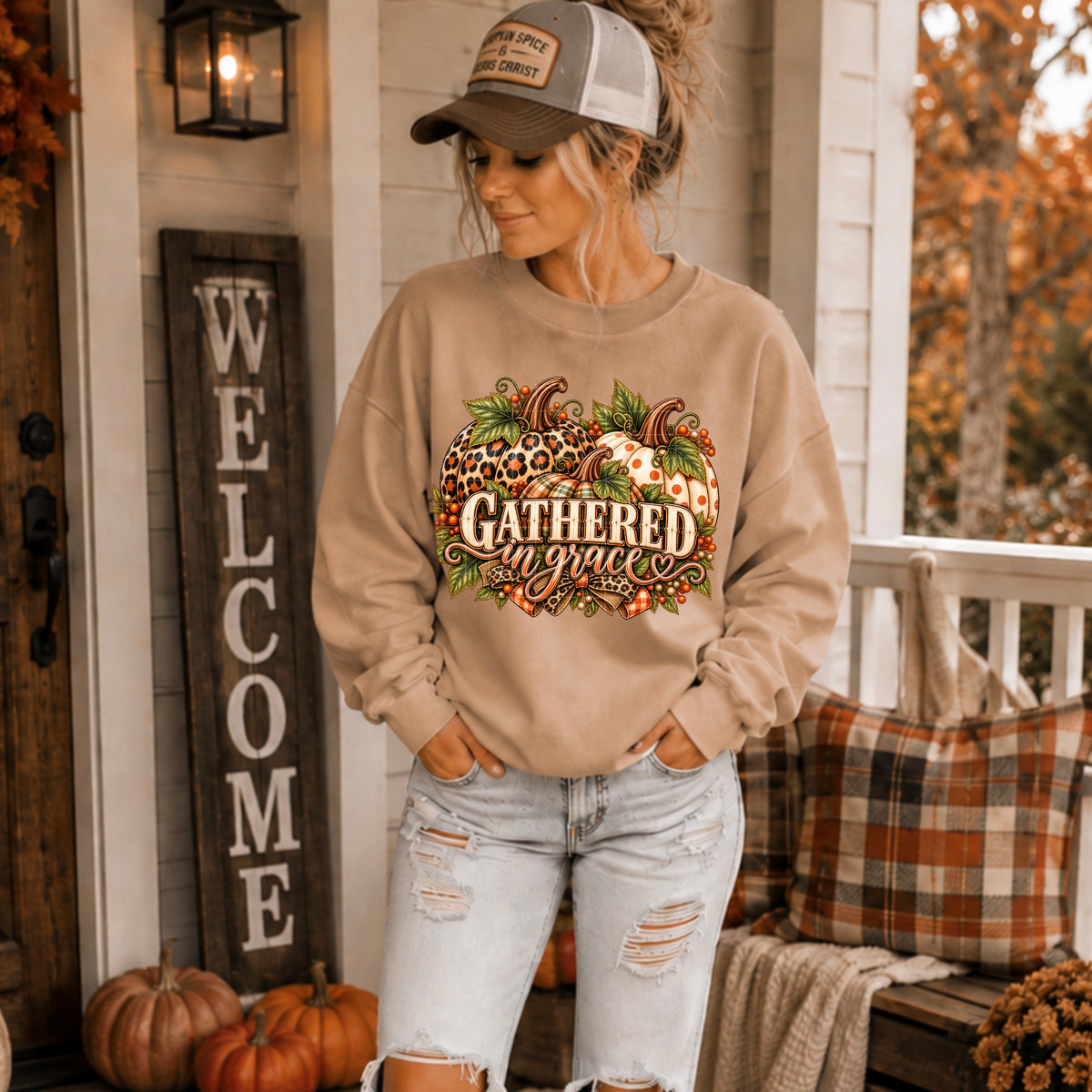 Gathered In Grace Pumpkin DTF Transfer