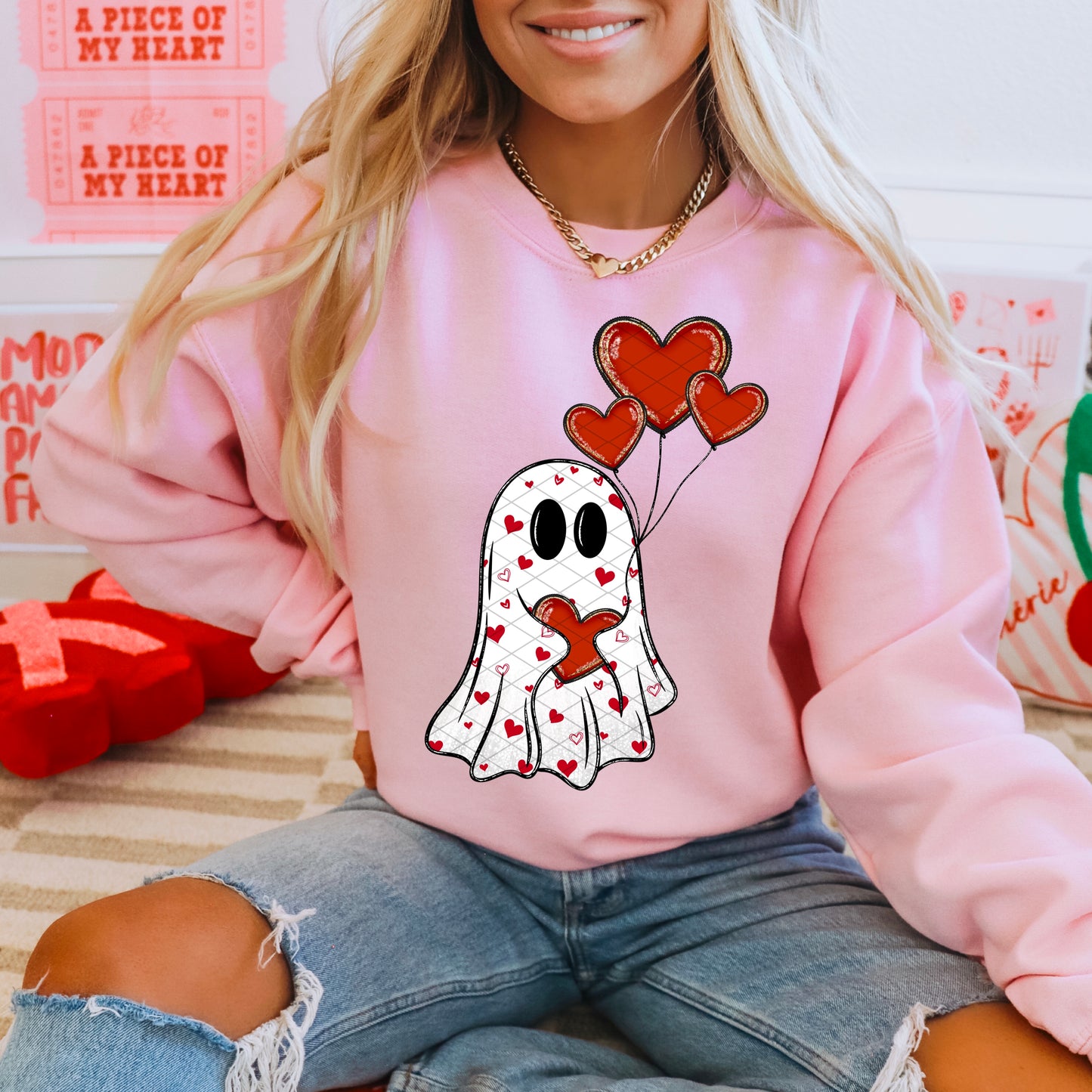 Ghost Valentine Balloons DTF Transfer