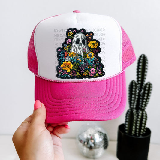 Floral Ghost Hat Patch DTF Transfer