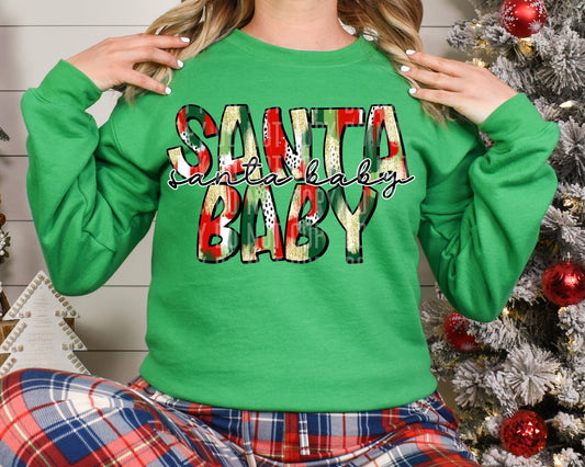 Santa Baby Green Christmas DTF Transfer