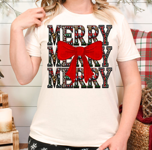 Soft Style Christmas Stack Bow DTF Transfer