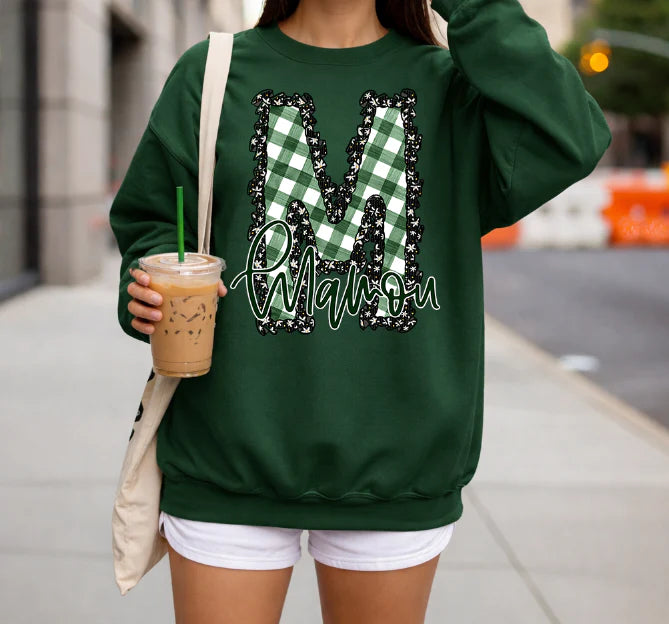 Gingham + Ruffles Custom Script DTF Transfer