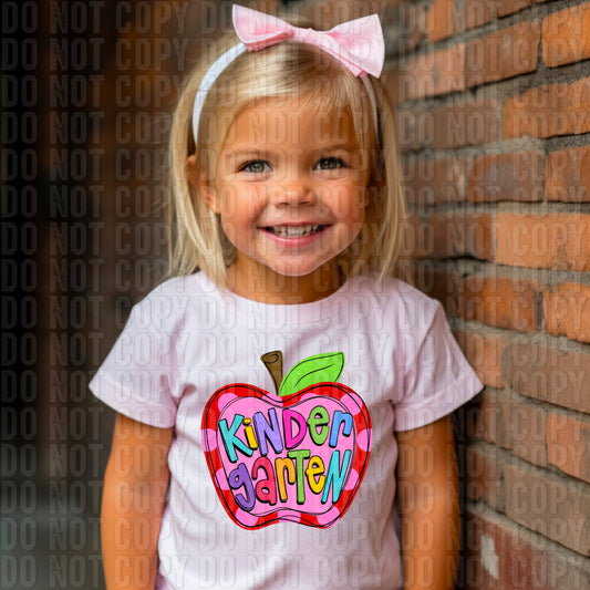 Kindergarten Girl Apple Doodle DTF Transfer