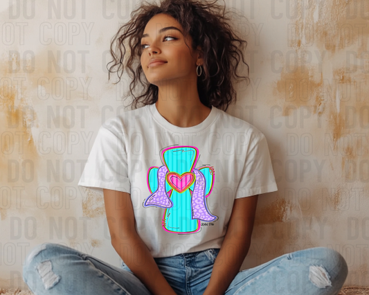 Girl Neon Cross DTF Transfer
