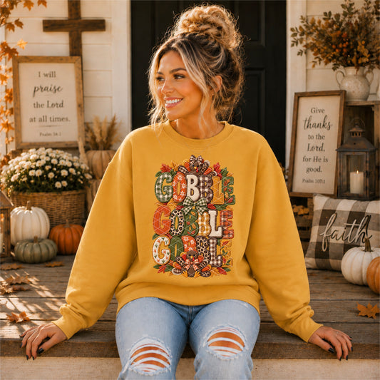 Gobble Gobble Gobble Plaid DTF Transfer