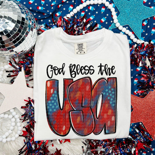 God Bless USA Brushstroke DTF Transfer